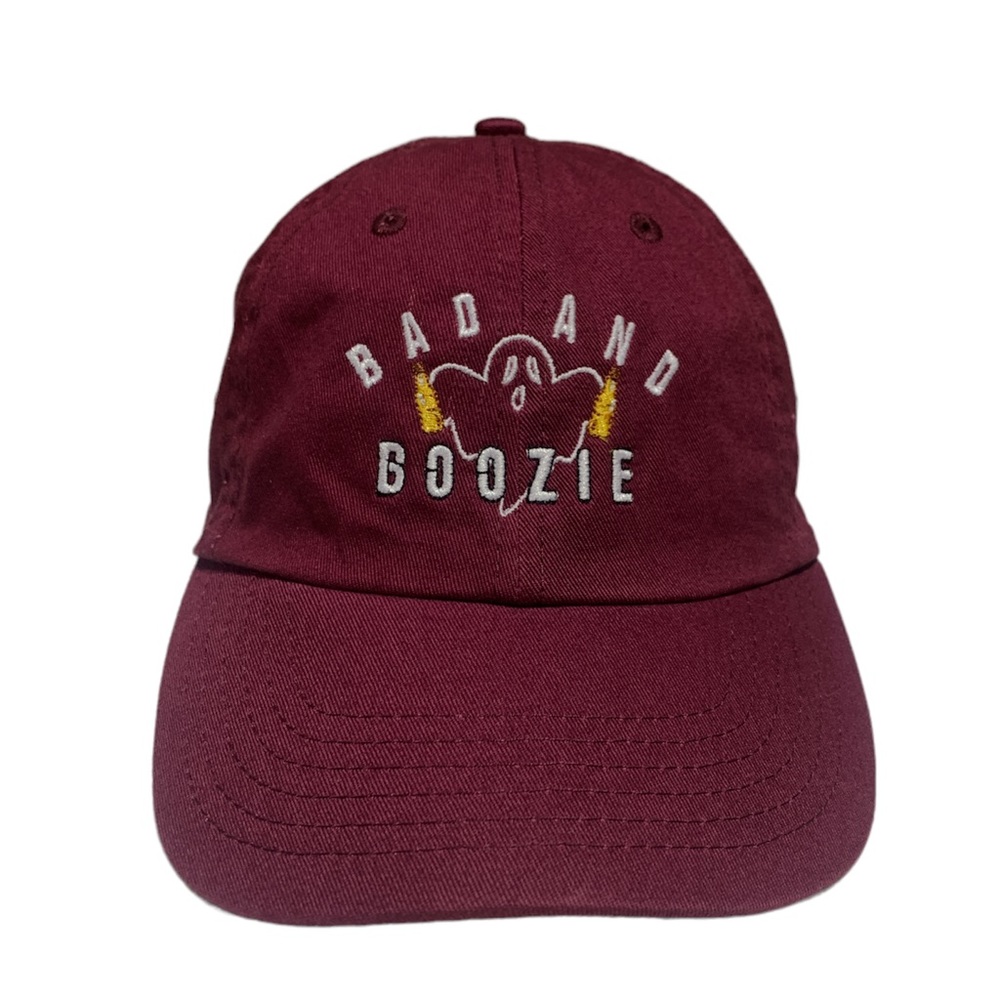 Maroon - Bad and Boozie Embroidered 6 Panel Baseball dad cap